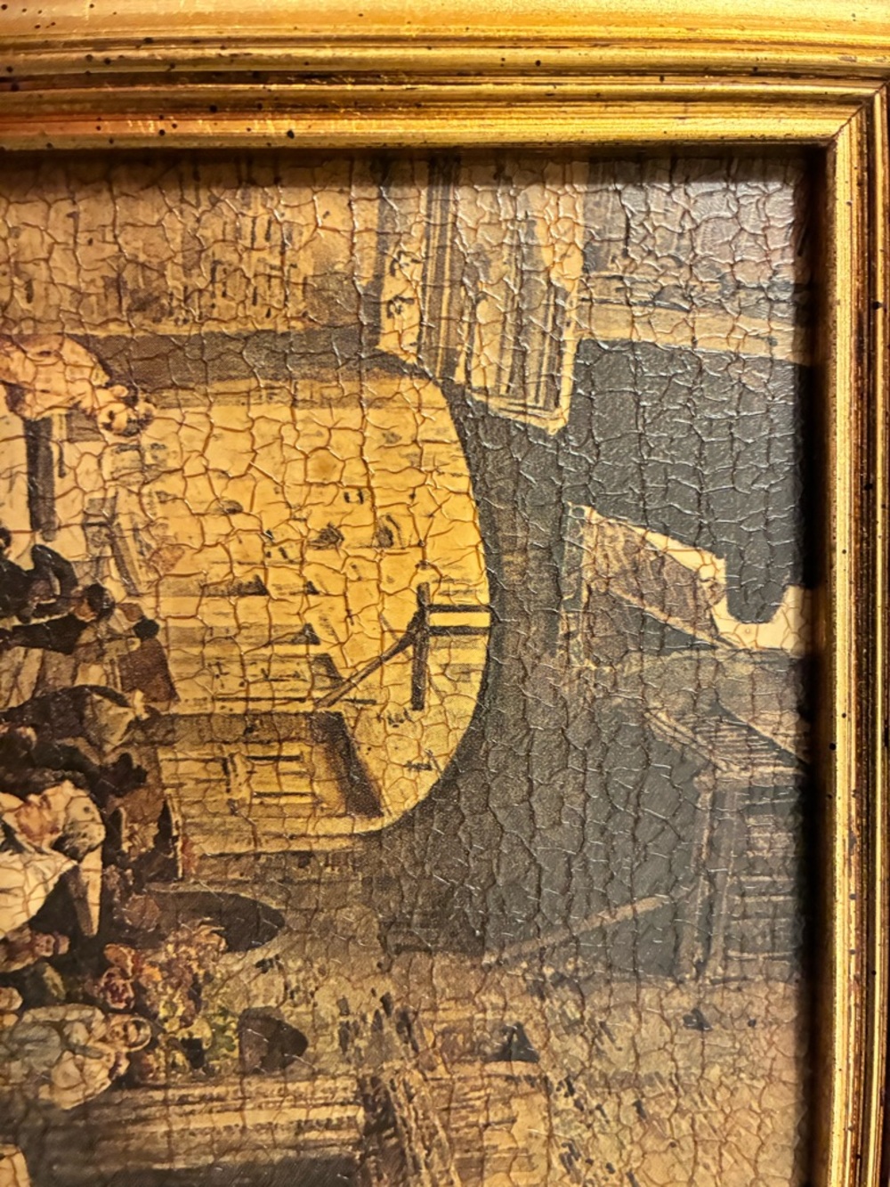 1845 - 1907 Vintage Gold Framed Village Scene Painting - Picture 4 of 12